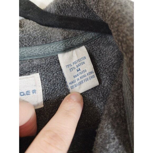 River Trader Mens M Oversized Gray Fleece Pullover 1/4 Zip Chest Pocket Jacket - Picture 7 of 8